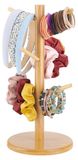 Support pour élastiques à cheveux - Rangement à bijoux en bois - Portable - 6 compartiments - Compact - Qualité supérieure - Dimensions : 34,5 x 16 cm - Présentoir à bijoux