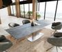DELIFE Table à manger Edge céramique Laminam®Nero Greco gris 200-300x100 Wave acier inoxydable extensible