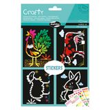 MY MANDARINE AF036C - Creatieve kit kind Crafty - 3 vellen STICKERS + 4 ZWARTE ONDERGRONDEN 14,8x21 cm - BOERDERIJDIEREN