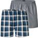 Schiesser Boxershorts 2-pack geweven ruit meerkleurig - Boxershorts multipack Heren Onderbroek - grijs, blauw