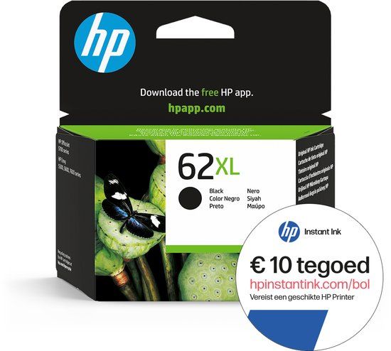 HP 62XL - Inktcartridge zwart + Instant Ink tegoed