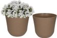 PlasticForte Pot de fleurs - 2x - taupe - D25 x H23 cm - rotin plastique - pot de plantes