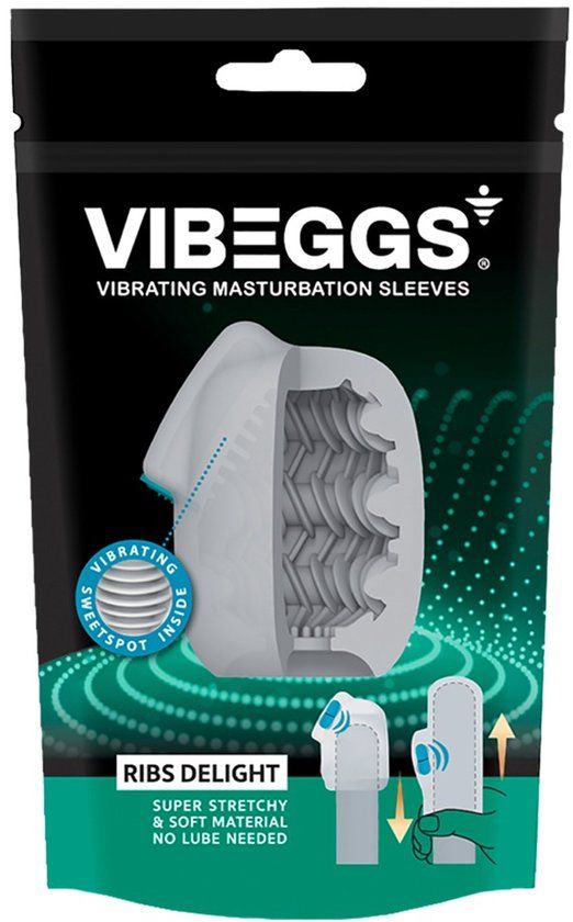 VIBEGGS - Ribs Delight - Vibrerende Masturbatie Sleeve èn Vinger Vibrator - Wit