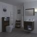 Hudson Reed Meuble vasque simple - 61 cm - Suspendu & Pack WC - Ensemble Complet - Chêne foncé moderne - Avec LED