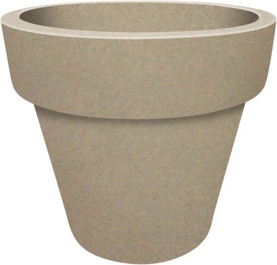 Merkloos Prestige Kauri grote ronde 450L zandkleurige plantenbak bloempot
