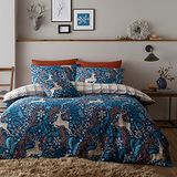Happy Linen Company Winter Stags Blauw Eenpersoons Omkeerbaar Dekbedovertrek Beddengoed Set