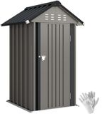 Outsunny Tuinopslaghuis - Gegalvaniseerd staal - 122L x 121B x 192H cm - Lichtgrijs