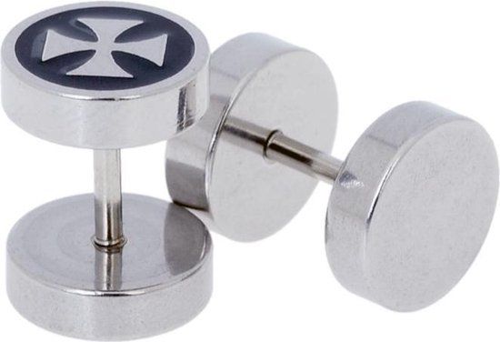LGT JWLS Lookinggoodtoday Heren oorbellen Fake Ear Plug Cross