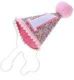 CHPN Goodies and Living Groothandel Verjaardagshoed 1 jaar - Verjaardagskroon - 1 jaar kroon - Glitterhoedje - 1 - Roze - 15CM hoog