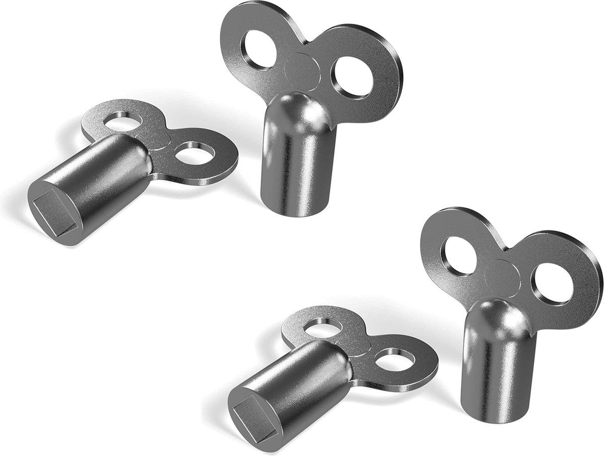 waterval 4 Pack kachel ontluchtingssleutel - Radiator ontluchten - Zilver verzinkt 5mm