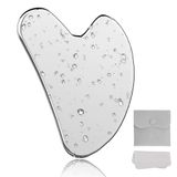 Alyvisun Gua Sha van roestvrij staal, Gua Sha-tool tegen gezwollen huid, verkoelende gezichtsmassagetool met draagtas en reinigingsdoekje