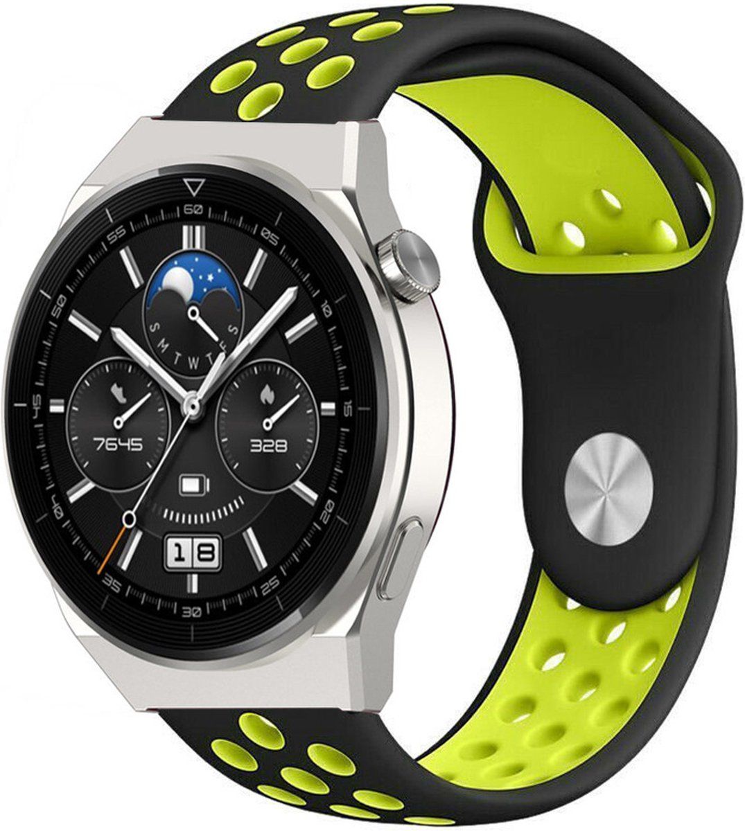 Strap-it Huawei Watch GT 3 Pro 46mm sport band - zwart/geel