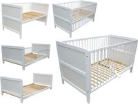 Micoland Kinderbed, juniorbed, bijzetbed, 140x70 cm, 3-in-1, wit