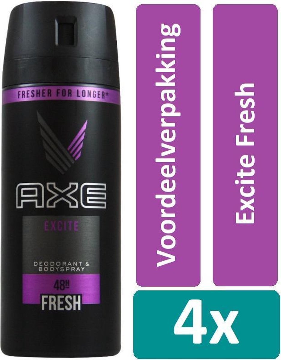 AXE Deodorant Spray 150 ml Excite Fresh 4 stuks Voordeelverpakking