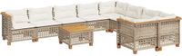 vidaXL 10-delige Loungeset met kussens, polyrattan, beige