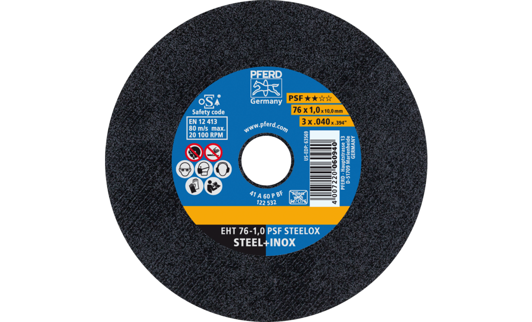 PFERD EHT 76-1,0 PSF STEELOX/10,0 - Haakse slijper-accessoires - 76 mm - 20100 rpm - 25 stuks