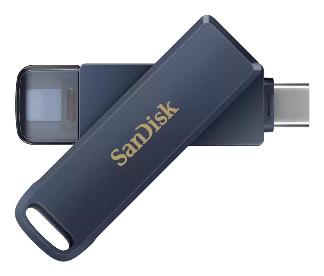 SanDisk iXpand USB Flash Drive - 256 GB - USB Type-C / Lightning - Blue