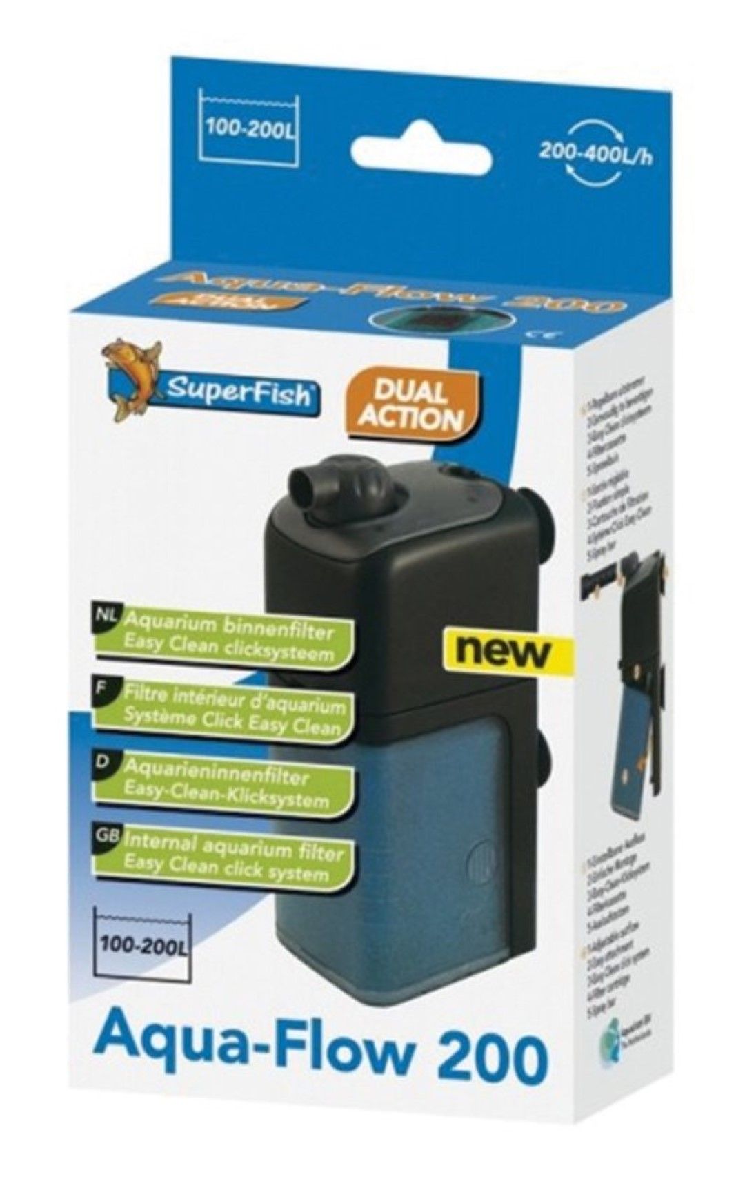 SuperFish AquaFlow Dual Action 200 - Aquarium Filter - 400 l/h