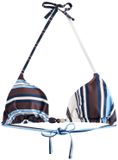 Next - Dames - Driehoekige bikinitop met kraaltjes - Blue/Brown Stripe