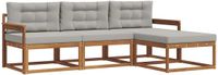 vidaXL Acacia Hout Bank Loungeset 4-zits Natuurlijk en Lichtgrijs