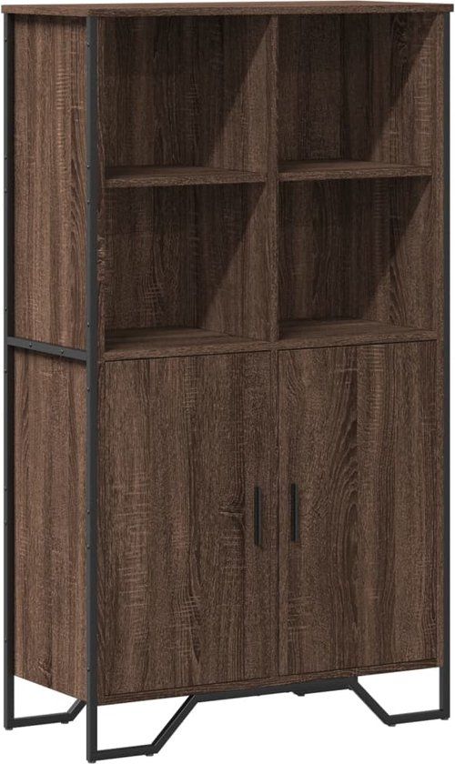 vidaXL Hoge kast bewerkt hout bruin eikenkleur 79,5x35,5x137,5 cm