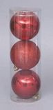 Euronatale Rood Met/GLITT ballen 70 mm 3 stuks PL-66191
