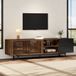 REDOM meuble TV - 160 cm - Noir et naturel - MDF