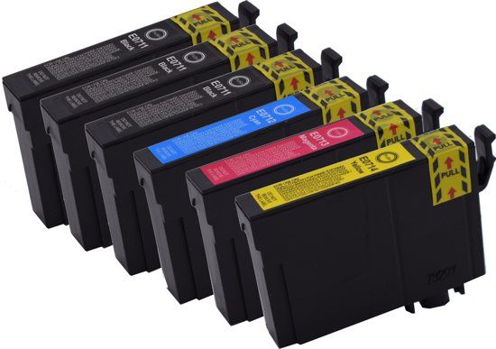 KATRIZ huismerk inkt T0711 BK+ T0712 Cyan+ T0713 Magenta + T0714 Yellow - 6 stuks