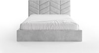 Vente-unique Lit avec rangement tissu gris 180 x 200 cm