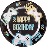 Folat Level Up Happy Birthday Borden (papier) - 23 cm - 8 stuks