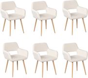 MEUBLE COSY Meubles Cosy Eetkamerstoelen - Set van 6 Scandinavische met armleuningen Bouclé stoffen zitting - Beige