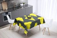 Bonamaison Tafelkleed, Anti-Mold, Sneldrogend, Waterdicht, 100% Polyester Tafellaken, Neon Geel, Rook, 140 x 140 Cm
