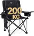 TIMBER RIDGE Chaise de camping - Confortable et pliable - Capacité de charge de 200 kg - Avec porte-gobelet et poche latérale - Pour le camping et la pêche - Noir