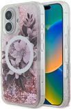 Guess iPhone 16 telefoonhoesje - Liquid Glitter Flower - MagSafe - Roze
