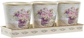 DKD Home Decor Pottenset Beige Roze PVC (38 x 12 x 14 cm) (3 Onderdelen)