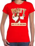 Bellatio Decorations Party Jezus Foute kersttrui t-shirt Party Jezus - Rood - Party like its my birthday - voor dames - kerstkleding / christmas outfit XXL