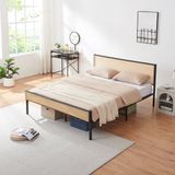 en.casa Metalen bed Linköping 165x206x90 cm zwart en rotan look