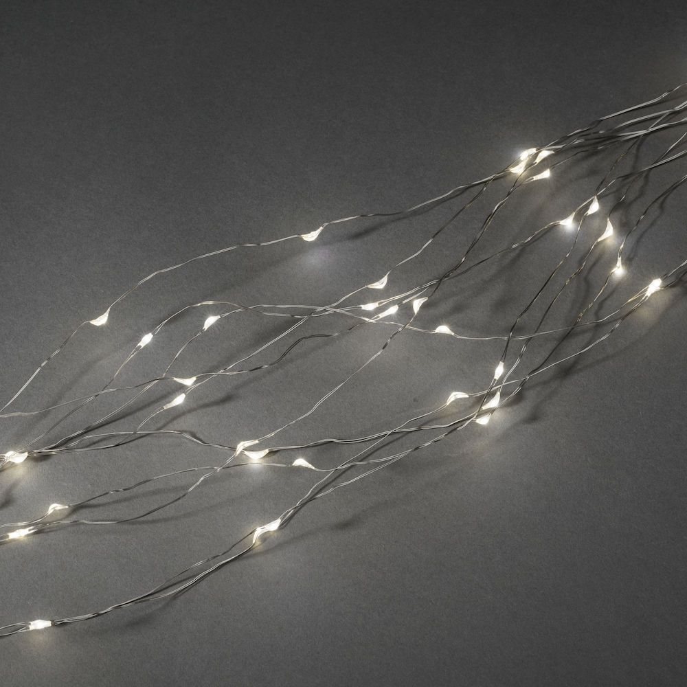 Konstsmide 6380 - Silver LED String Lights - 90 Bulbs - Warm White - Indoor/Outdoor