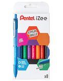 Pentel BX470/8 iZee balpen, intrekbaar, met metalen clip, 1 mm brede punt, 8 stuks