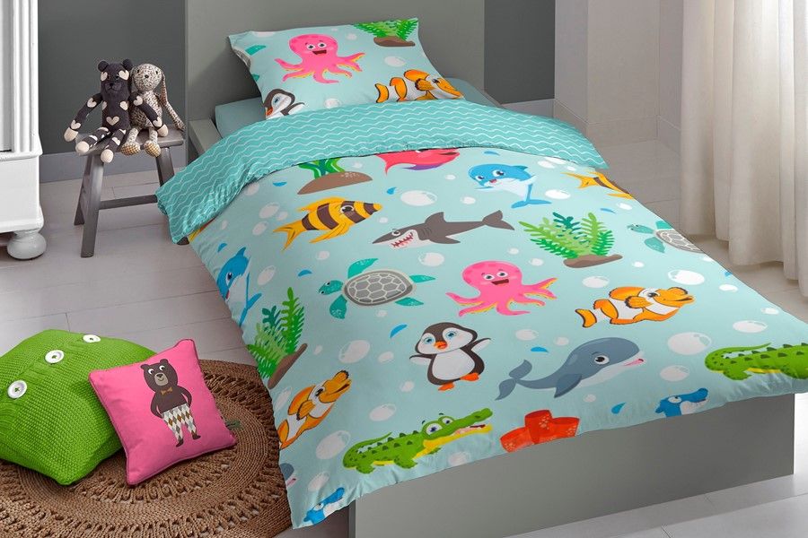 Good Morning Kinderdekbedovertrek Seaworld - 140x200 cm - Katoen - Multi