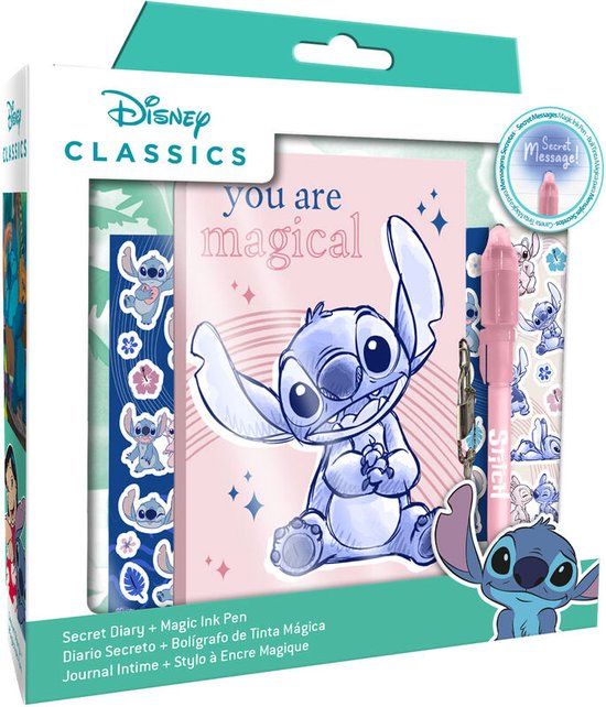Kids Licensing Disney Stitch Secret Diary with Magic - Diary with Lock - With Pen & Stickers