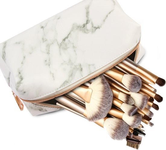 Evvie.nl Evvie 24-delige make-up kwastenset - Beige/Goud - in etui Marble