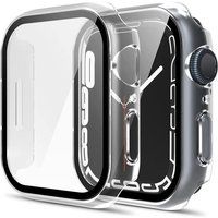 Phonillico® Case compatible Apple Watch 41mm Series 8 Series 7 - Hard protection transparent housing tempered glass screen