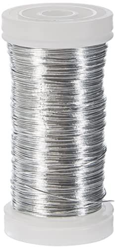RAYHER 2400121 bloemendraad, platina, 0,35 mm ø, spoel 100 m, ijzer, nikkelvrij, knutseldraad, wikkeldraad