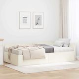 vidaXL Hoekbedframe met Matras 2 st Crème Fluweel 100 x 200 cm