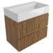 Saniclass Badkamermeubelset - 80x45x72cm - Legend keramische wastafel wit - 1 wasbak - zonder kraangat - 2 lades - mat eiken natural