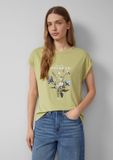 s.Oliver T-shirt Saliegroen Katoen Ronde Hals Korte Mouw Dames Maat 34