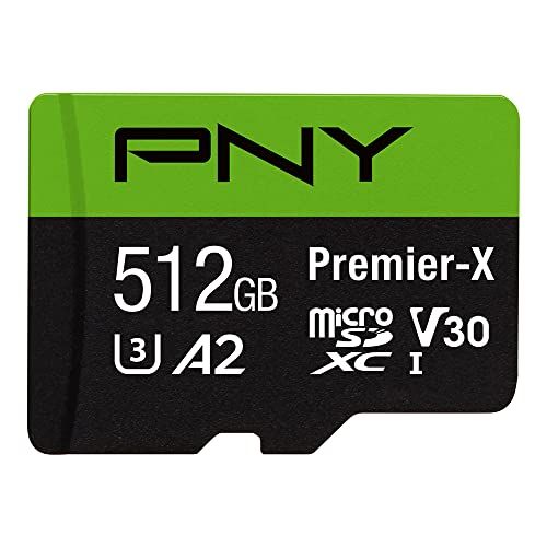 PNY 512 GB Premier-X Klasse 10 U3 V30 microSDXC Flash-geheugenkaart