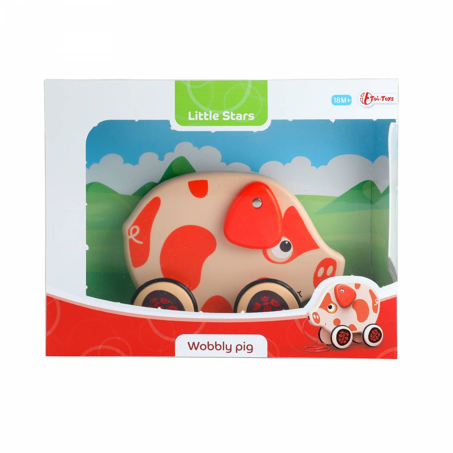 Toi Toys Trekfiguur Varken Rood 15 cm