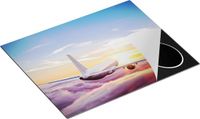 Chefcare Inductie Beschermer Vliegtuig in de Wolken bij Zonsondergang - 65x52 cm - Multicolor
